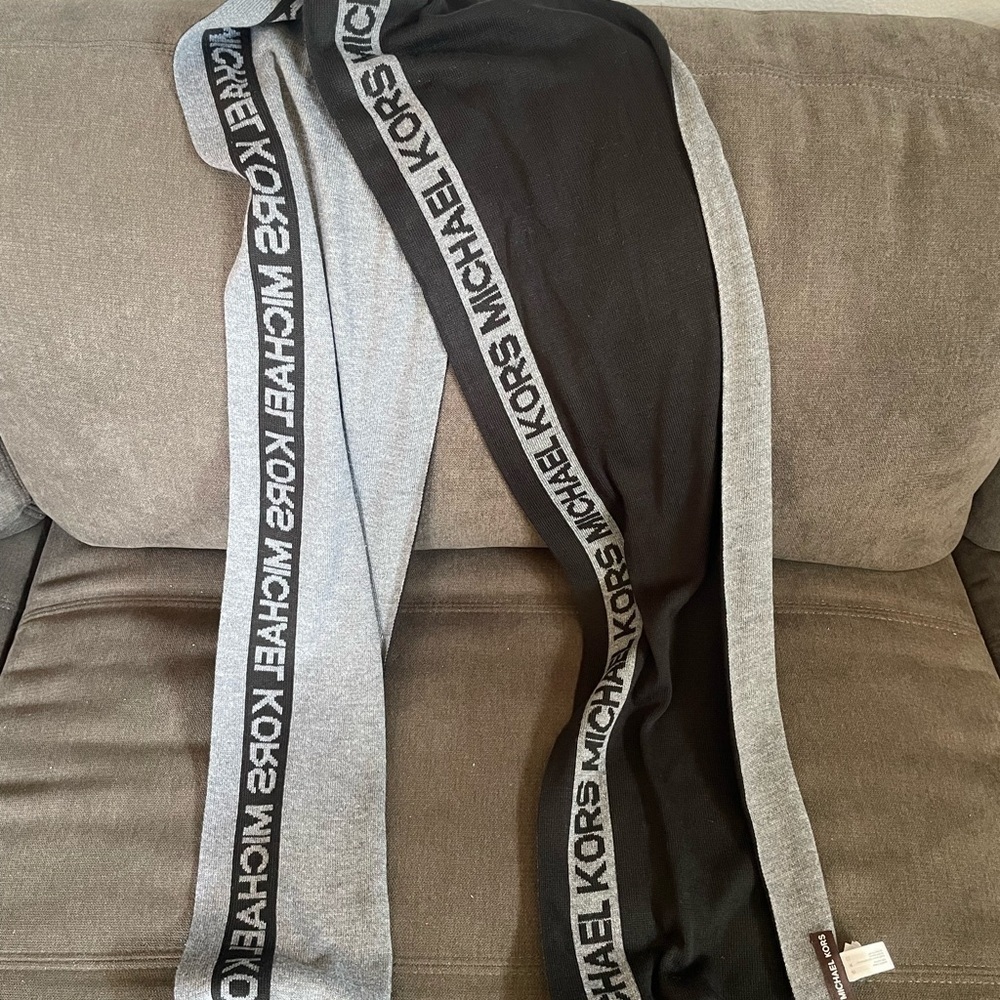 Michael Kors Black and Gray Logo Scarf